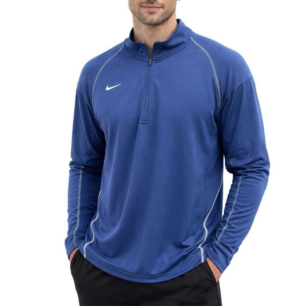 Nike Dri Fit Mens Shirt XXL Blue Activewear Athleisure Fitness Pullover Mesh Zip